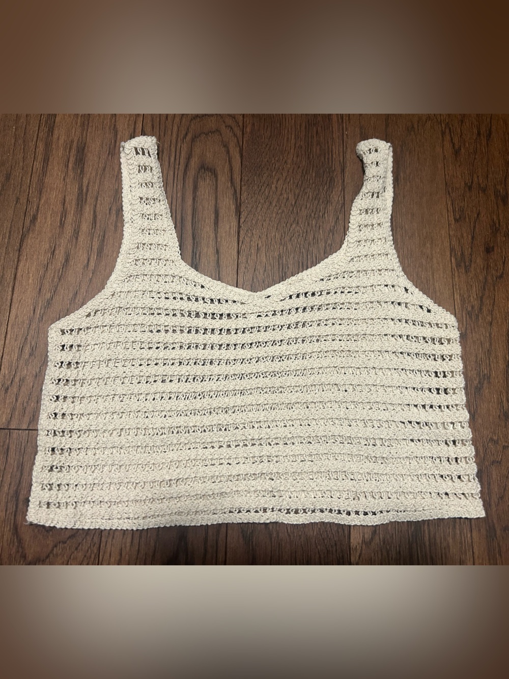 Skies are Blue Crocheted Knit Tank Top in Cream